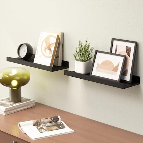 Boswillon Floating Shelves Set of 2, Small Wall Shelf with Lip, - Product Imagery
