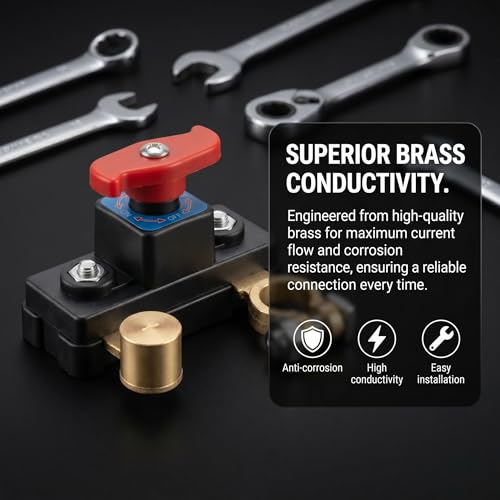 1Pcs Car Battery Disconnect Switch, Heavy Duty Pure Copper - Product Imagery