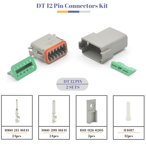 2 Set 12 Pin DT Waterproof Connector Automotive Electrical Butt, - Product Imagery