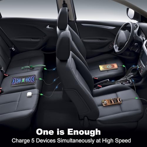 OKRAY 90W 5-Port USB C Car Charger, Dual PD30W USB-C Super Fast - Product Imagery