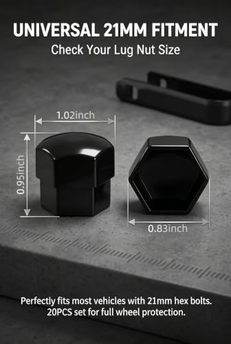 20PCS Lug Nut Covers, 21mm Plastic Dustproof Wheel Bolt Nut - Product Imagery