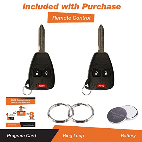 2X Key Fob Keyless Entry Remote Replacement for Chrysler Dodge - Product Imagery