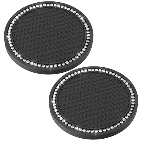 BFXM 2 PCS Bling Cup Holder Coasters for Car 2.75 inch (White - Product Imagery