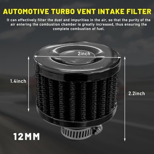 12mm Mini Air Filter, Universal Motor Cold Air Intake Filter - Product Imagery