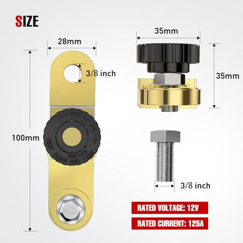 Nilight Side Post Knob Twist Battery Isolator Disconnect Master - Product Imagery