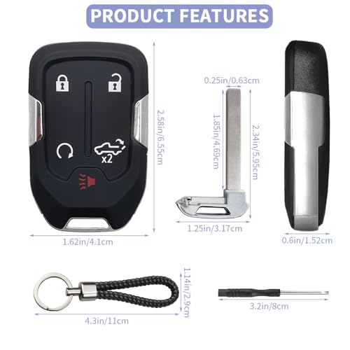 Key Fob Shell Case Replacement Fits for Chevy Silverado 2022 - Product Imagery