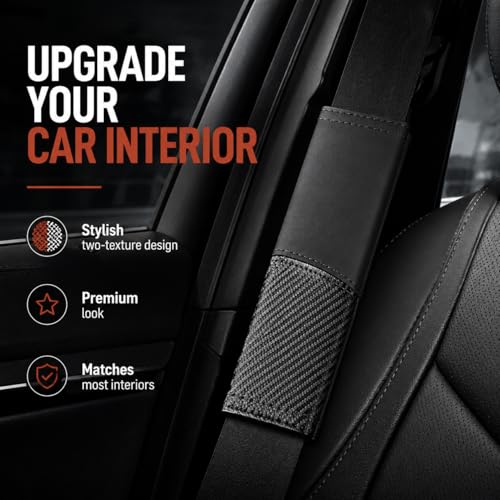 2 PCS Car Seat Belt Cover Pads - Seatbelt Covers with Carbon - Product Imagery