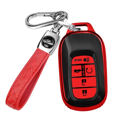 QBUC for Honda Key fob Cover(red, 5 Buttons), Soft TPU - Product Imagery
