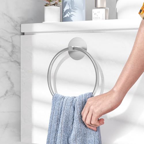 Nickel Brushed Bathroom Towel Ring - SUS304 Stainless Steel - Product Imagery