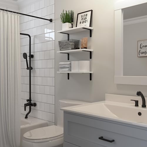 DOLLFIO Floating Wall Shelves, Decor & Storage, White, 16.5'', - Product Imagery