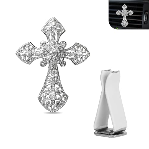 Bling Car Air Vent Clip, Crystal Cross Rhinestone Vent Trim Clips - Product Imagery