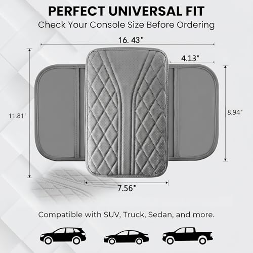 Car Center Console Cover, Leather Breathable Comfort Armrest - Product Imagery