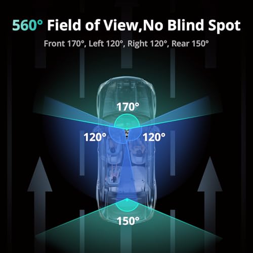 BOTSLAB 4 Channel 360° Dash Cam with Hardwire Kit, 128GB - Product Imagery