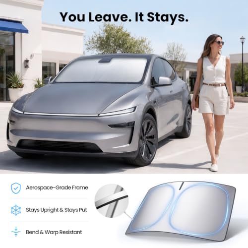 REEVAA Car Windshield Sun Shade for Tesla Model Y/YL (2026-2016) - Product Imagery