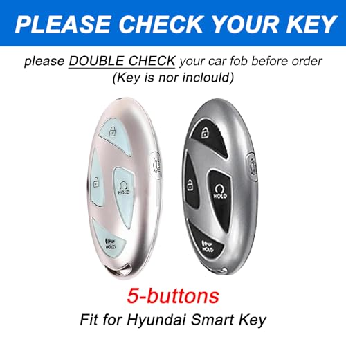 5 Buttons Compatible with Hyundai Key Fob Cover Accessories, - Product Imagery