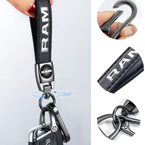 TACOMA Genuine Leather Car Keychain for Dodge RAM 1500 2500 3500 - Product Imagery