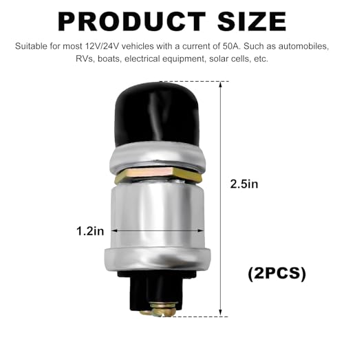 Ohleats 2 PCS Push Button Momentary Starter Switch, 12V/24V Horn - Product Imagery