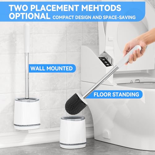 TRENTI Toilet Brush and Holder Set - Bristles Bowl Brush Head - Product Imagery