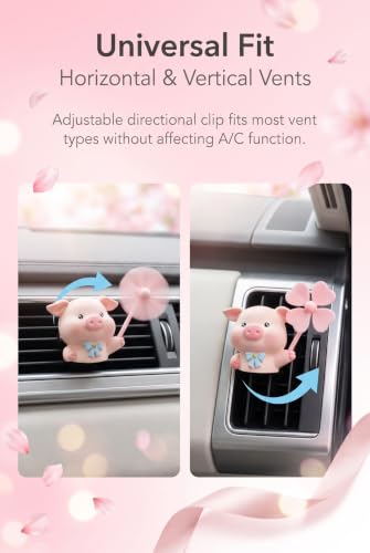 Cute Car Air Vent Clip, Piggy Spinning Fan Ornament, 3D Animal - Product Imagery