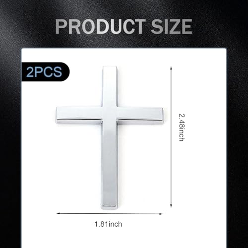 Metal Cross Badge Decal, 2.5"×1.8" Alloy 3D Cross Auto Decal, - Product Imagery