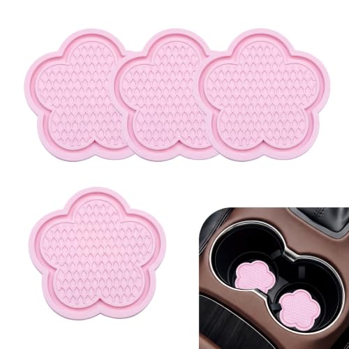 4PCS Car Cup Holder Coasters, Cute Flower Coasters, Waterproof - Product Imagery
