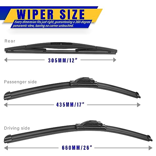 3 Wipers Fits Honda CRV CR-V 2017-2022 Wiper Blades - Product Imagery