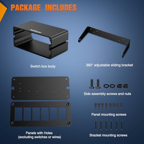 Nilight 6 Gang Rocker Switch Box Detachable Housing 6 Holes - Product Imagery