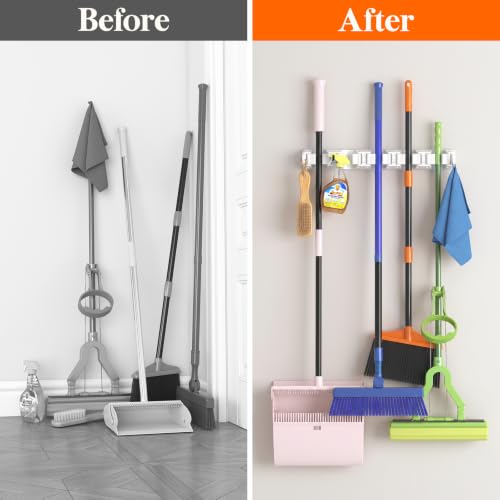 Lifewit Mop and Broom Holder Organzier Wall Hanging Mount, - Product Imagery