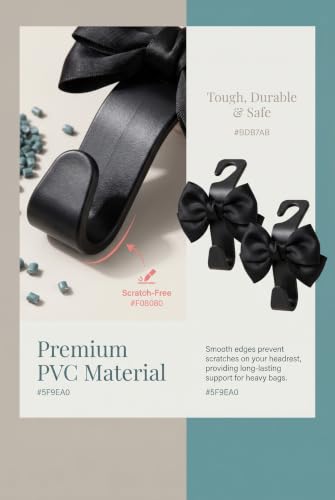 2 PCS Car Headrest Hook with Bow, Rear Car Seat Storage Hook, - Product Imagery