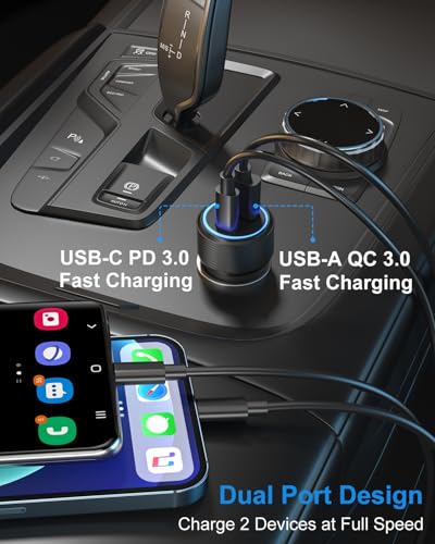 USB C Car Charger 3Pack, OKRAY 36W Fast Charging PD+QC 2-Port - Product Imagery