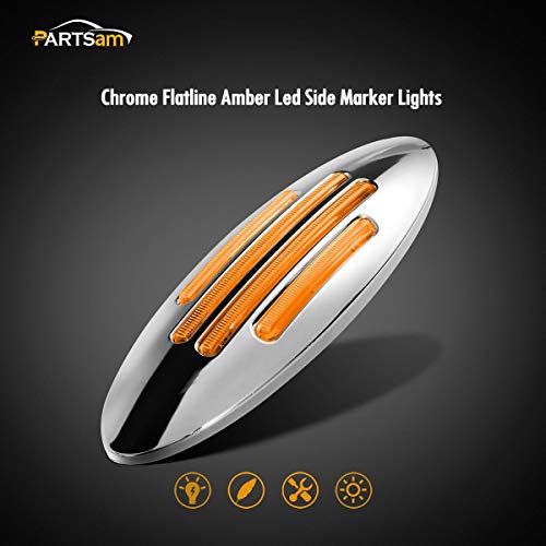 Partsam 10Pcs 6-3/5 Inch Flatline Oval Amber 18LED Side Marker - Product Imagery
