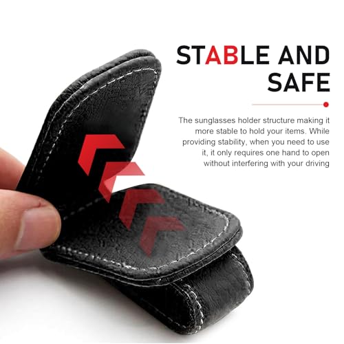 2PCS Sunglasses Holder for Car, Magnetic Leather Sunglasses - Product Imagery