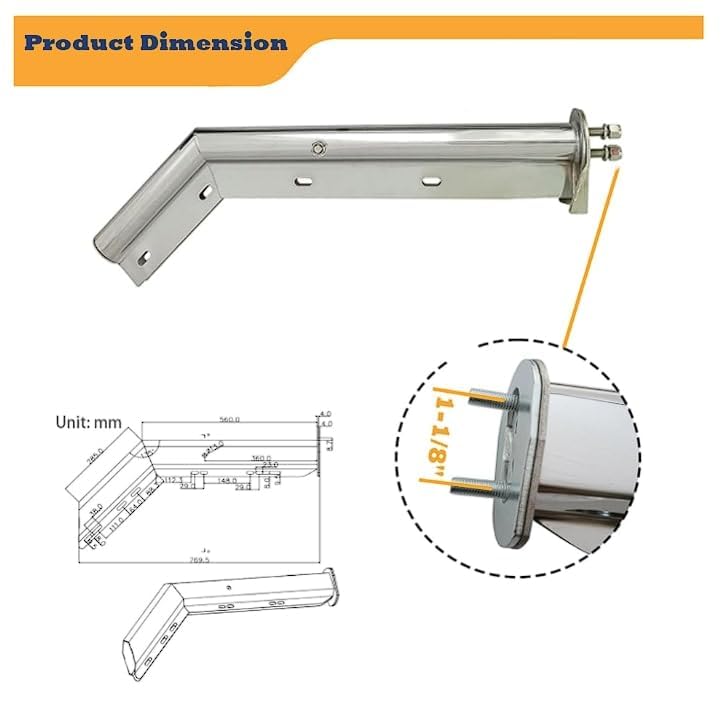 Torque Stainless Steel Mud Flap Hanger 28" 45-Degree Angled Set - Product Imagery