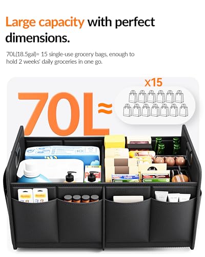 Homeve Car Trunk Organizer for SUV, 18.5Gal Large Capacity - Product Imagery
