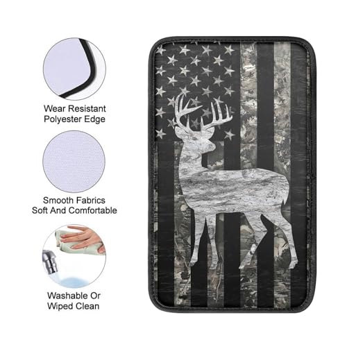 Deer Car Console Covers American Flag Armrest Console Cover Camo - Product Imagery