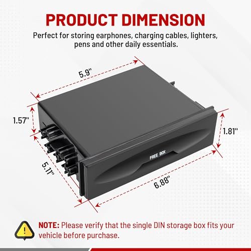 RED WOLF Car Radio Stereo Single Din Storage Box Dash Trim CD - Product Imagery