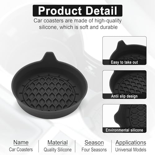 SINGARO Car Cup Holder Coaster, Silicone Cup Holder Insert, - Product Imagery