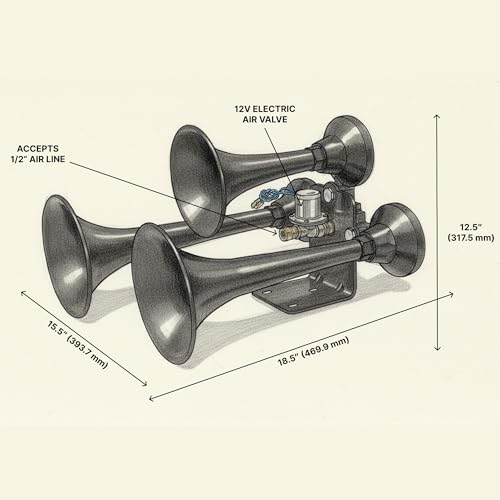HornBlasters Outlaw Black 12/24 Volt Train Horn Only - 3 - Product Imagery
