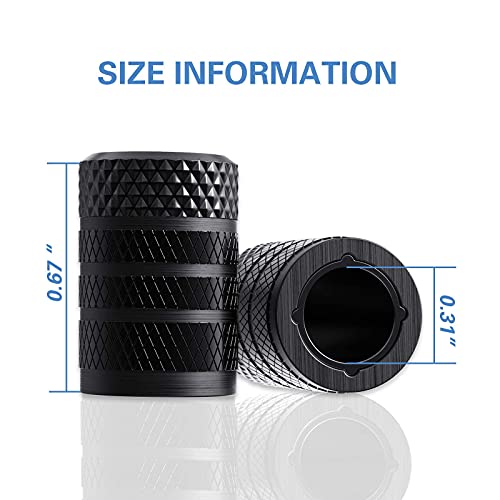 CKAuto Tire Valve Stem Caps, Aluminum Black, 4 pcs/Pack - Product Imagery