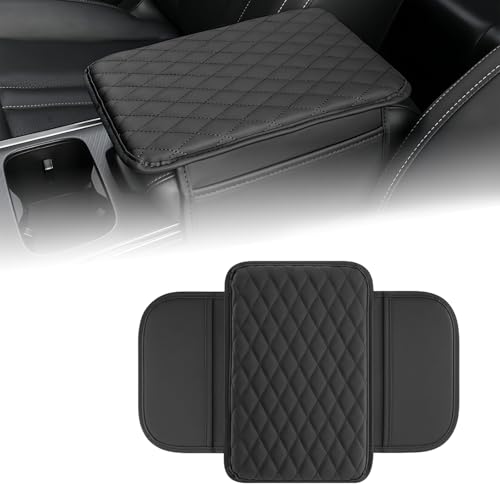 Car Center Console Cover, Leather Car Arm Rest Cushion with 2 - Product Imagery
