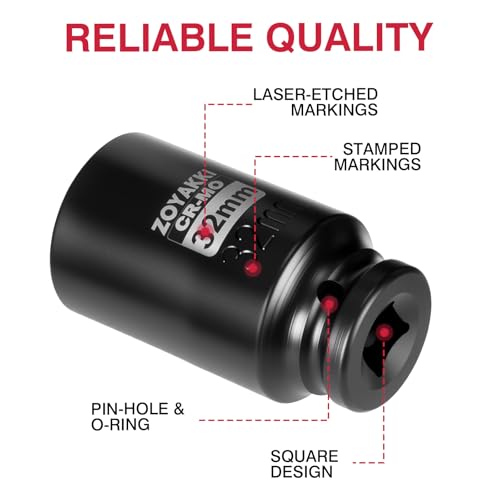 1/2" Drive 32mm Deep 6 Pt CR-MO Metric Impact Socket for Axle - Product Imagery