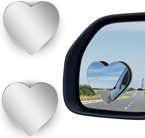 Heart Shaped Blind Spot Mirrors 2 Pack, Large Wide Angle Convex - Product Imagery