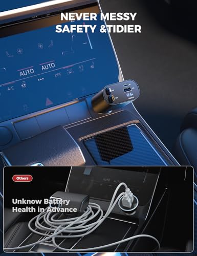 [Upgraded] SUPERONE Retractable Car Charger 4 in 1 Fast Phone - Product Imagery