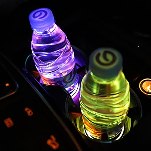LED Car Cup Holder Lights, 7 Colors Changing USB Charging Mat - Product Imagery