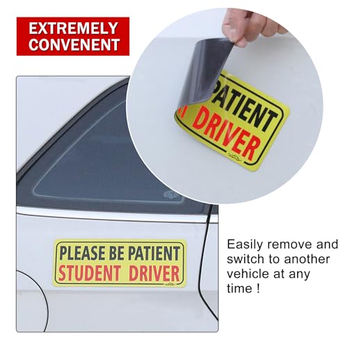 JUSTTOP 3pcs Student Driver Magnet for Car, Please Be Patient - Product Imagery