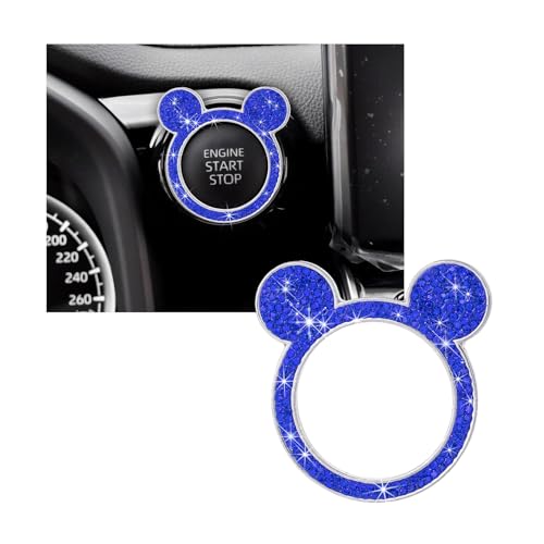 Augeny Bling Car Engine Start Button Cover, Rhinestone Key - Product Imagery