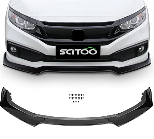 SCITOO 3PCS Black PP Front Bumper Body Kit Spoiler Chin Spoiler - Product Imagery