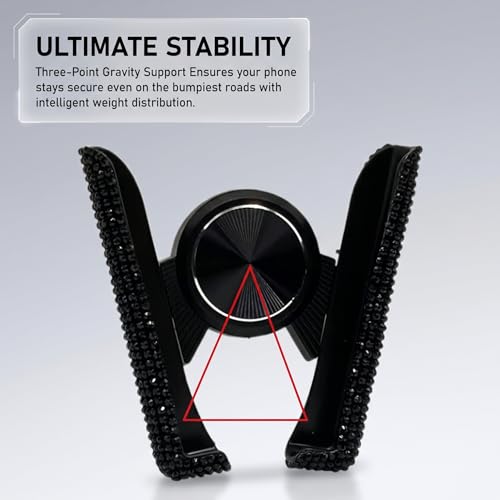 Bling Car Phone Holder, Rhinestone Decoration Air Vent Mount for - Product Imagery
