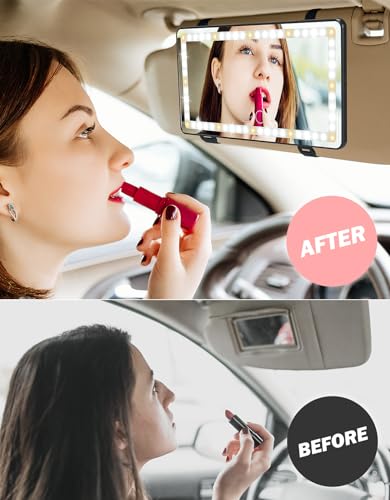 JOYTUTUS Car Sun Visor Vanity Mirror with Lights, 3 Light Modes - Product Imagery
