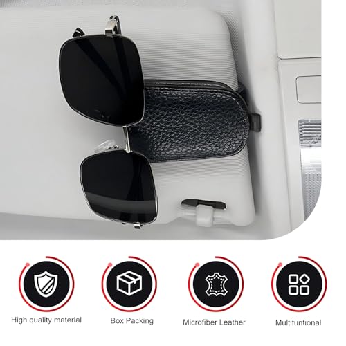 2PCS Sunglasses Holder for Car, Magnetic Leather Sunglasses - Product Imagery